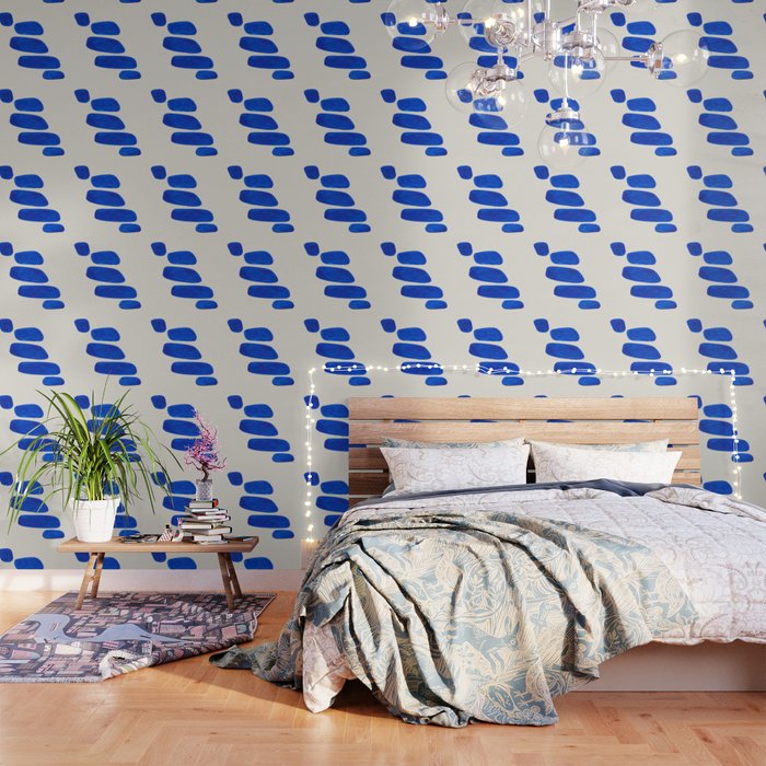 Minimalist Modern Mid Century Colorful Abstract Shapes Phthalo Blue Native Pebbles Stacked Wallpaper Gallery Image 3