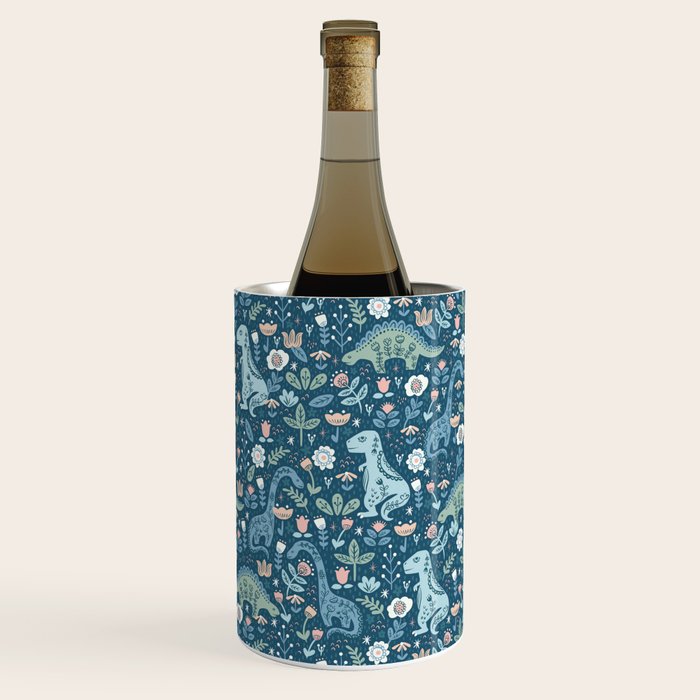 Folk Dinosaurs in Blue Wine Chiller Gallery Image 2