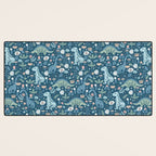 Folk Dinosaurs in Blue Desk Mat Gallery Image 3