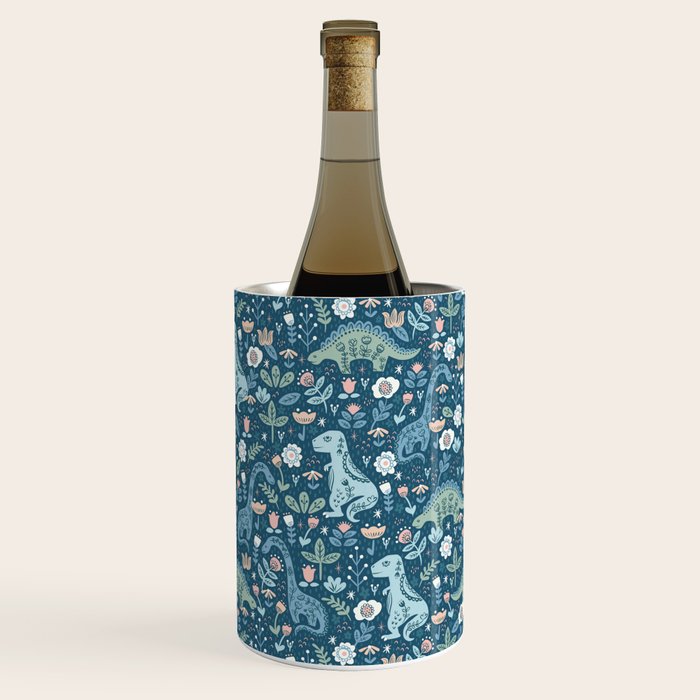 Folk Dinosaurs in Blue Wine Chiller Gallery Image 3
