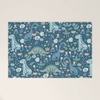 Folk Dinosaurs in Blue Welcome Mat Gallery Image 1
