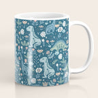 Folk Dinosaurs in Blue Coffee Mug Gallery Image 1