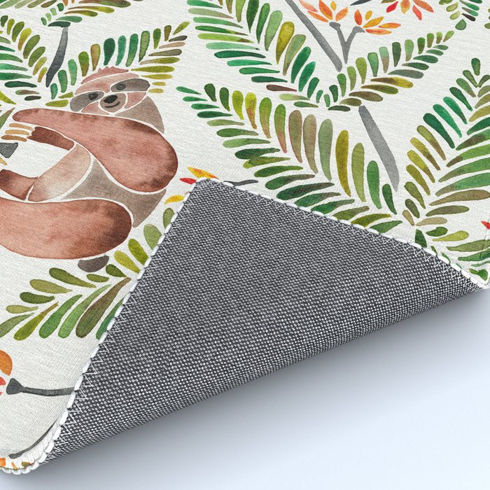 Happy Sloth - Tropical Green Rainforest Rug Gallery Image 4
