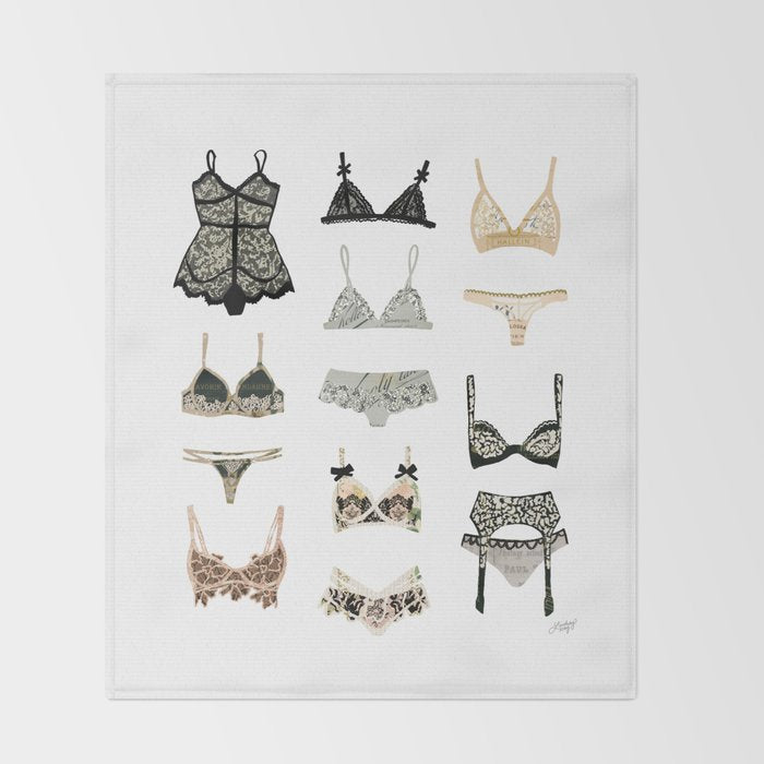 Lingerie Collage Throw Blanket Gallery Image 2