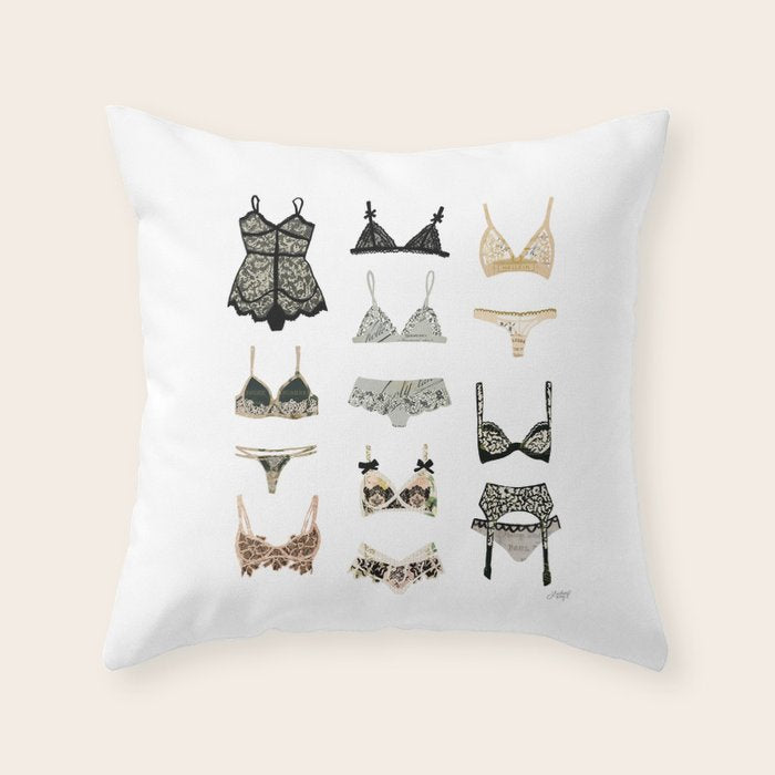 Lingerie Collage Throw Pillow Gallery Image 1