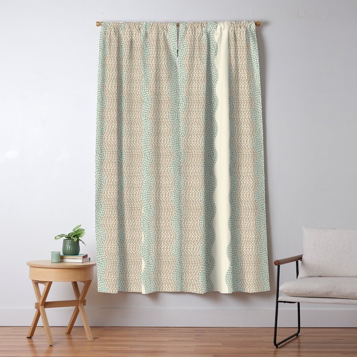 Wavy River I in cream, sage green, tan Window Curtain Gallery Image 5