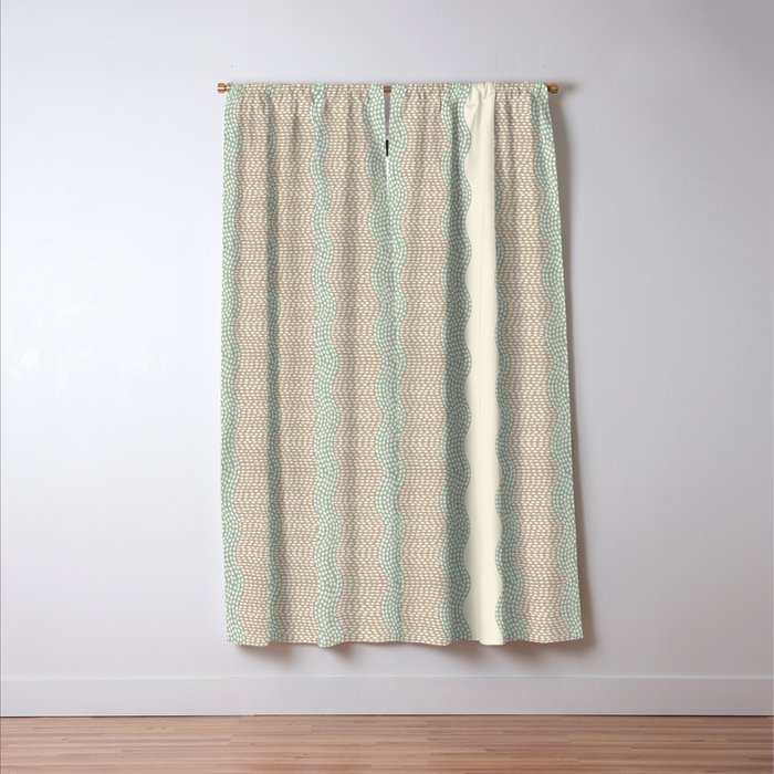 Wavy River I in cream, sage green, tan Window Curtain Gallery Image 3
