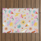 Pastel Nostalgic Doodles - Retro Teen Pattern Outdoor Rug Gallery Image 1