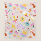 Pastel Nostalgic Doodles - Retro Teen Pattern Wall Tapestry Gallery Image 4