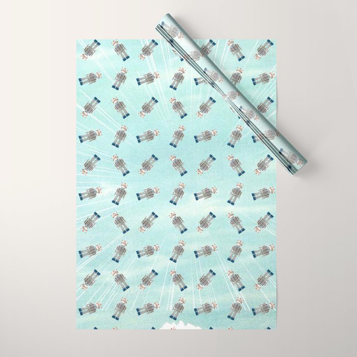 Robot in Town Wrapping Paper Gallery Image 1