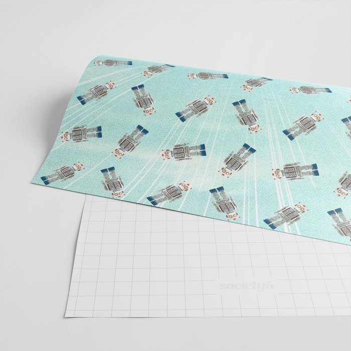 Robot in Town Wrapping Paper Gallery Image 2