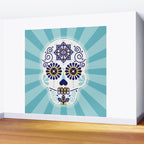 DÃ­a de Muertos â¢ Mexican Sugar Skull - Baby Blue Palette Wall Mural Gallery Image 2