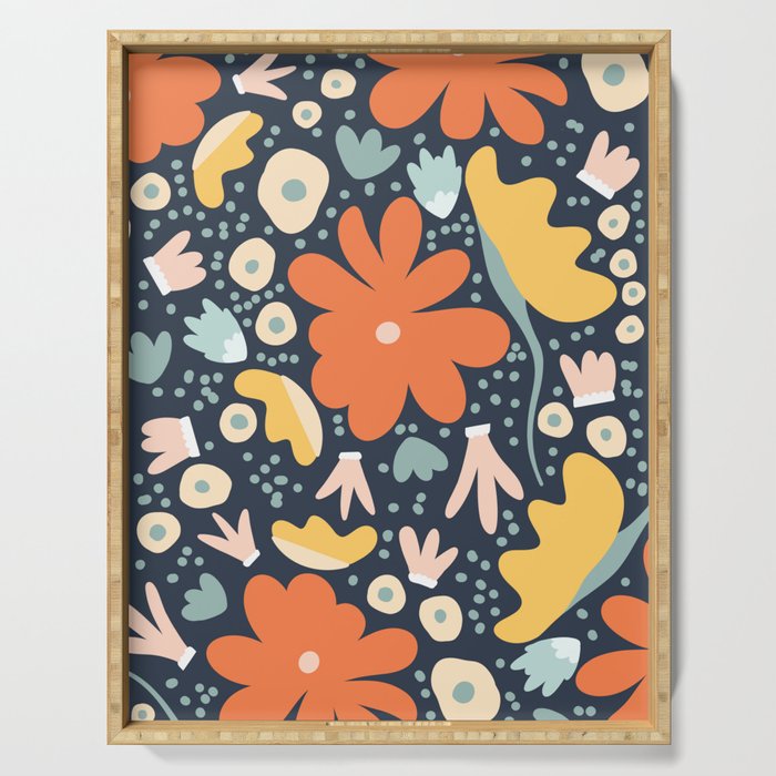 Orange flowers Serving Tray Gallery Image 1