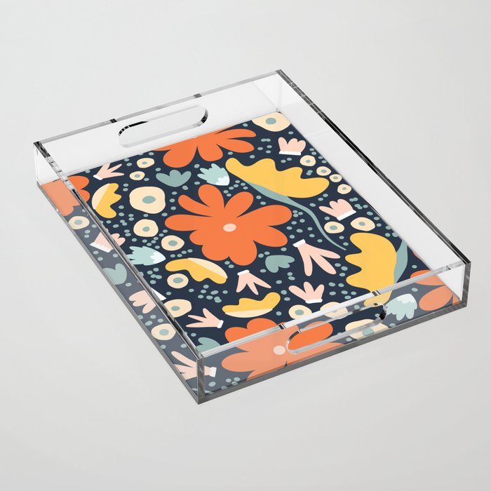 Orange flowers Acrylic Tray Gallery Image 1