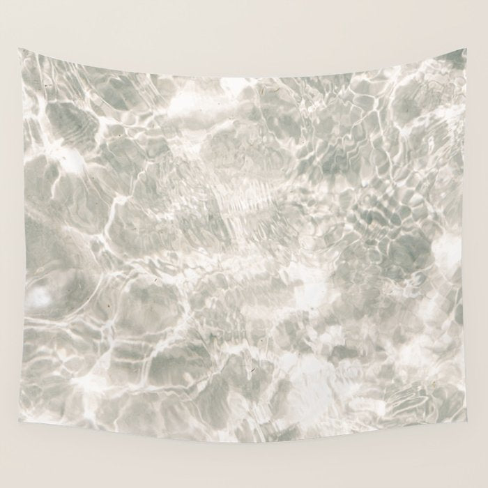 Clear water | beach fine art photography | sea wave and sand Wall Tapestry Gallery Image 1