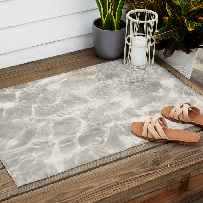 Clear water | beach fine art photography | sea wave and sand Outdoor Rug Gallery Image 2