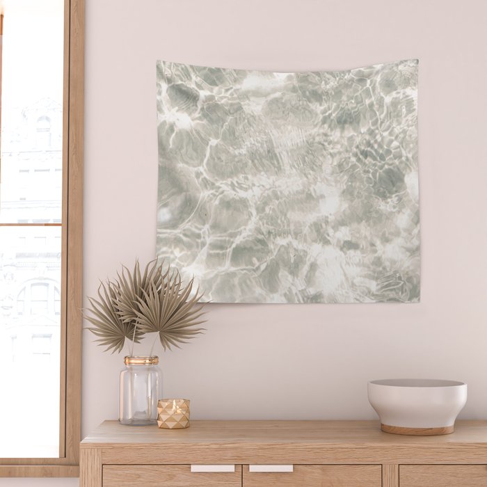 Clear water | beach fine art photography | sea wave and sand Wall Tapestry Gallery Image 2