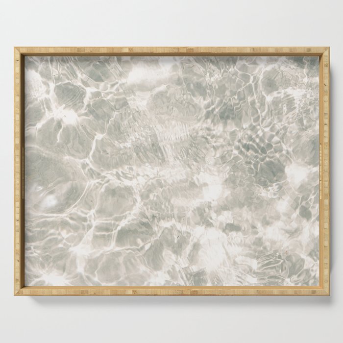 Clear water | beach fine art photography | sea wave and sand Serving Tray Gallery Image 1
