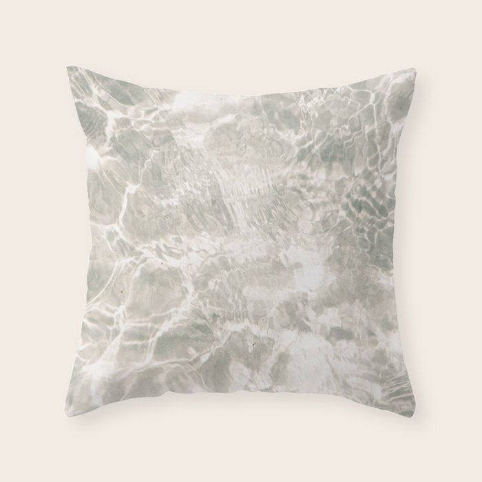 Clear water | beach fine art photography | sea wave and sand Throw Pillow Gallery Image 1