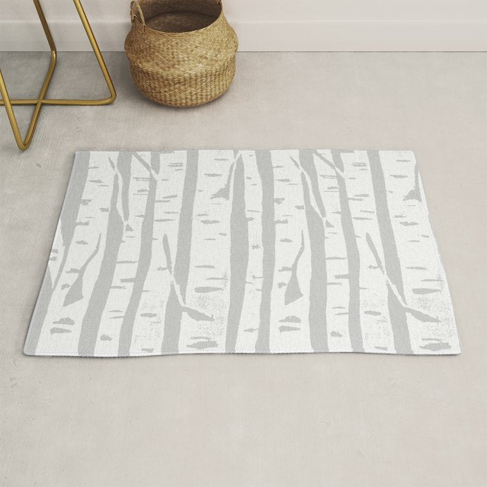 Woodcut Birches Grey Rug Gallery Image 1
