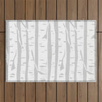 Woodcut Birches Grey Outdoor Rug Gallery Image 1