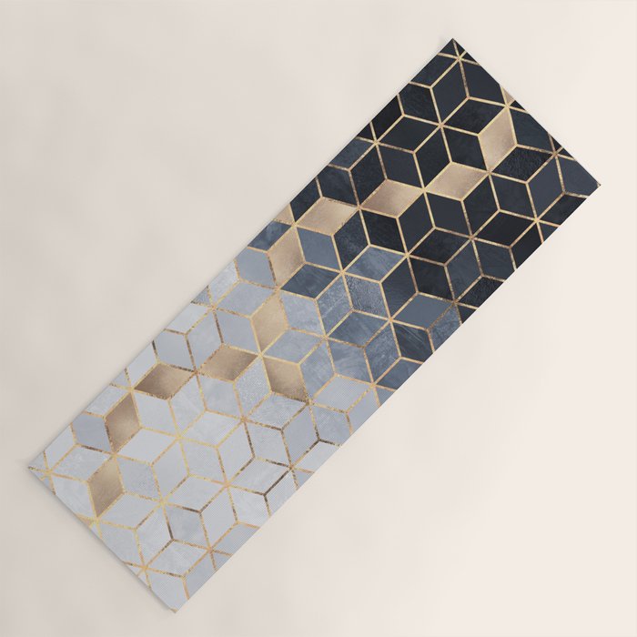 Soft Blue Gradient Cubes Yoga Mat Gallery Image 1
