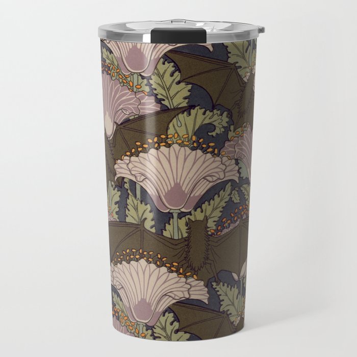 Vintage Art Deco Bat and Flowers Travel Mug Gallery Image 1