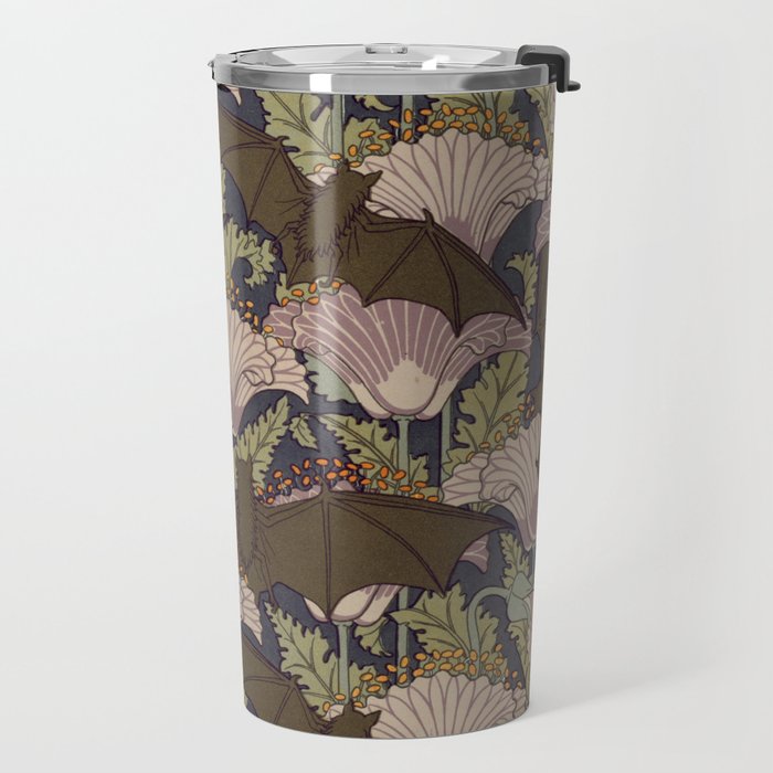 Vintage Art Deco Bat and Flowers Travel Mug Gallery Image 2