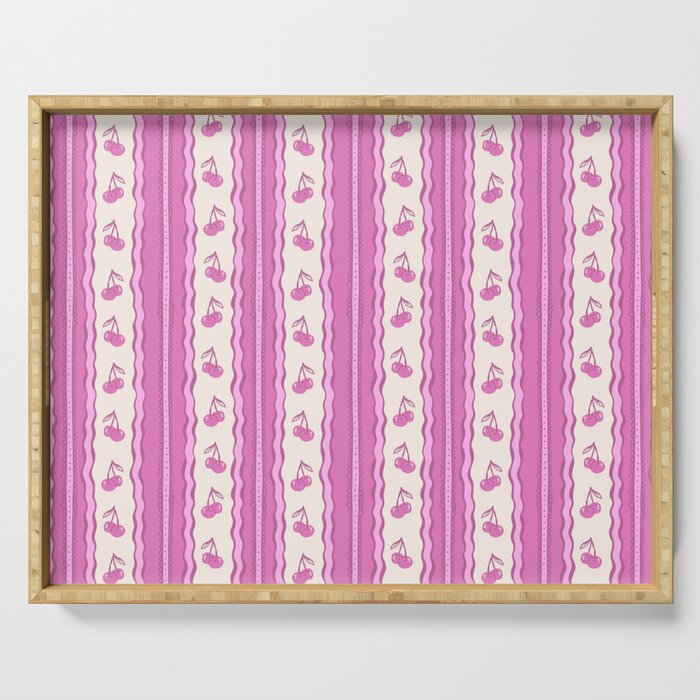 Cherry Wave Stripe Serving Tray Gallery Image 1