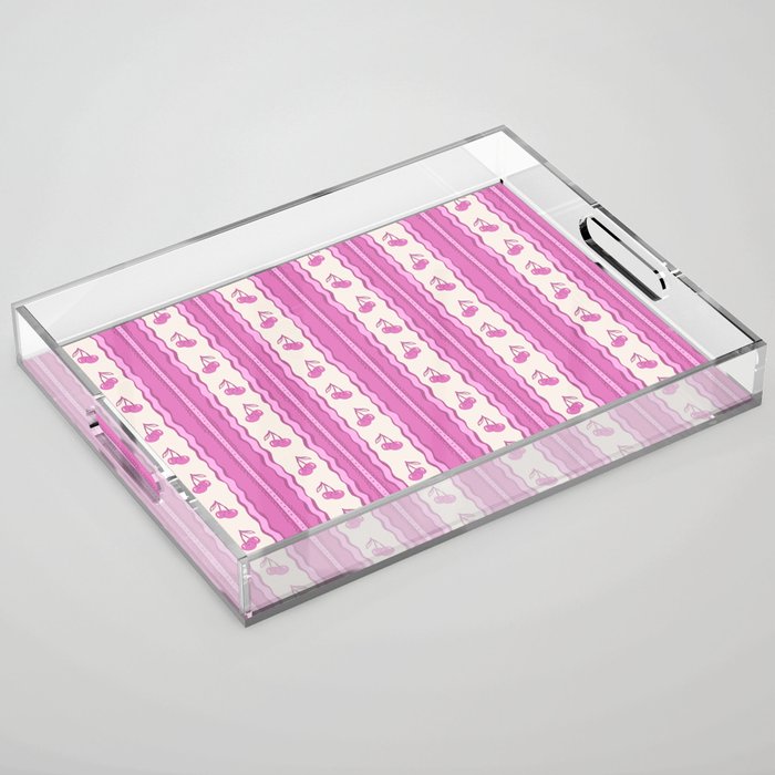 Cherry Wave Stripe Acrylic Tray Gallery Image 1