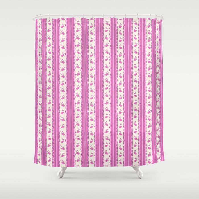 Cherry Wave Stripe Shower Curtain Gallery Image 1