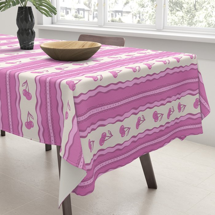 Cherry Wave Stripe Tablecloth Gallery Image 3