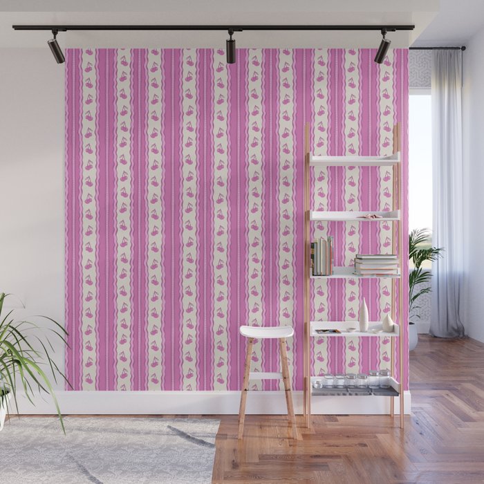 Cherry Wave Stripe Wall Mural Gallery Image 1