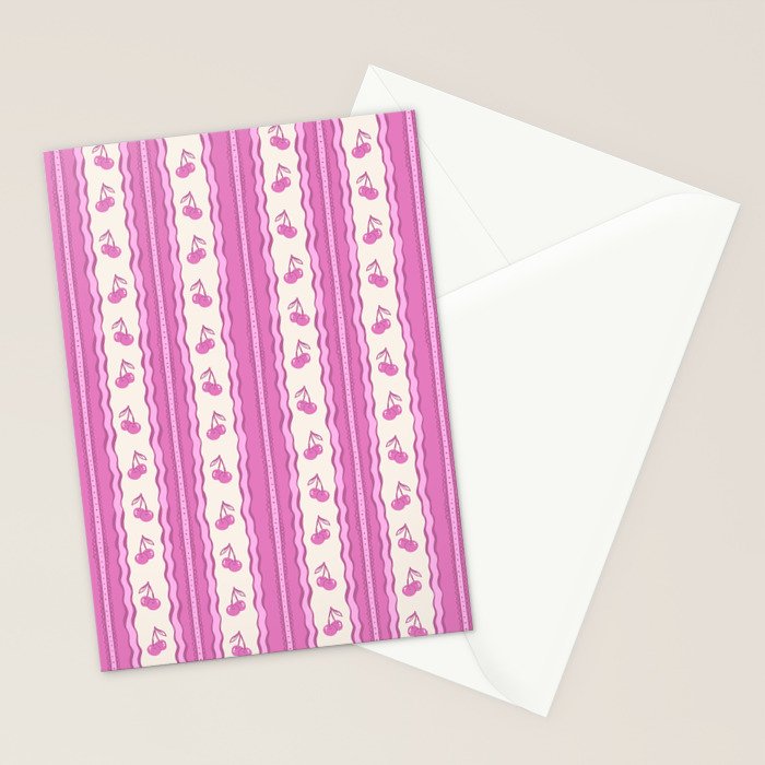Cherry Wave Stripe Stationery Card Gallery Image 2