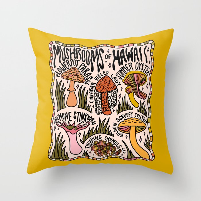 Mushrooms of Hawaii Throw Pillow Gallery Image 1