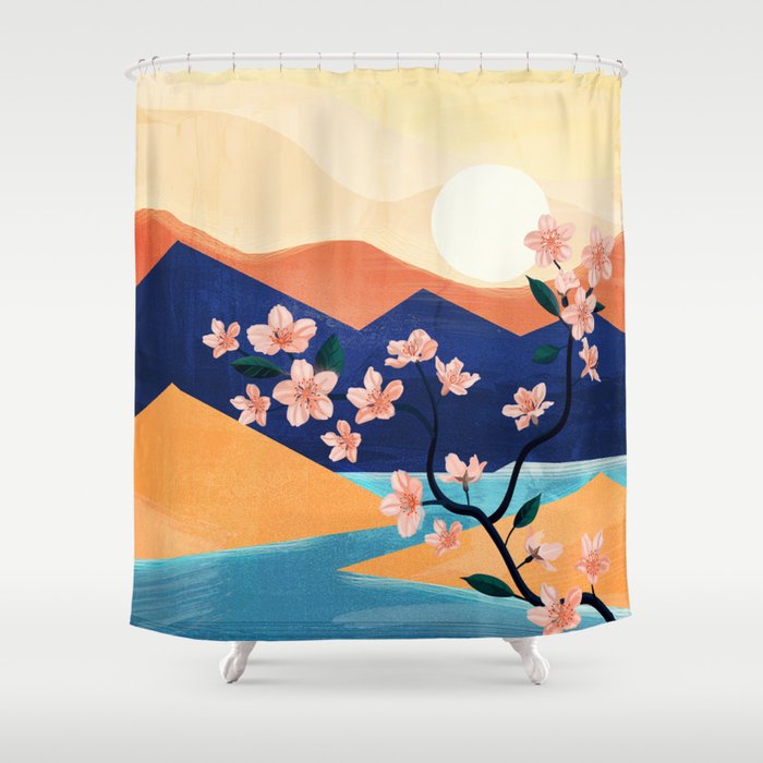 Warm spring sunchine near the flowing river Shower Curtain Gallery Image 1