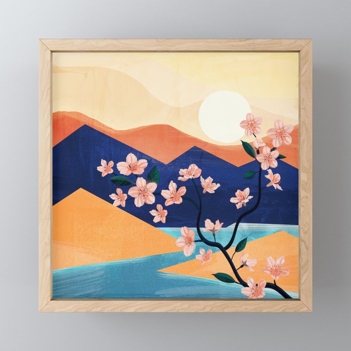 Warm spring sunchine near the flowing river Mini Art Print Gallery Image 1