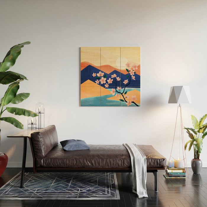 Warm spring sunchine near the flowing river Wood Wall Art Gallery Image 2