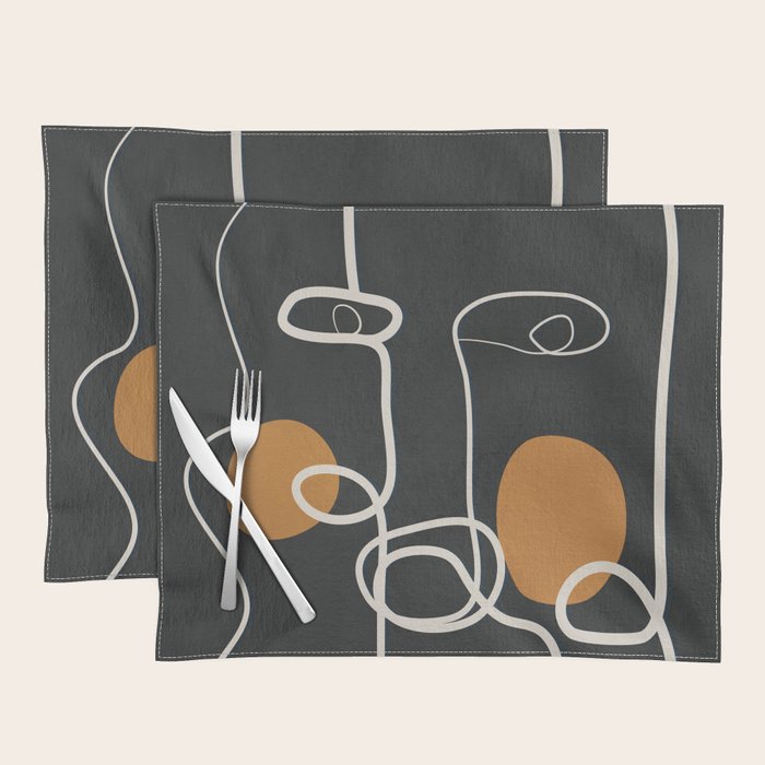 Abstract Face Line Art 04 Placemat Gallery Image 1