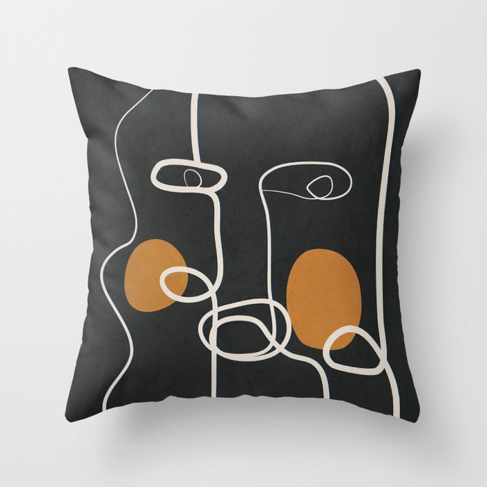 Abstract Face Line Art 04 Throw Pillow Gallery Image 6