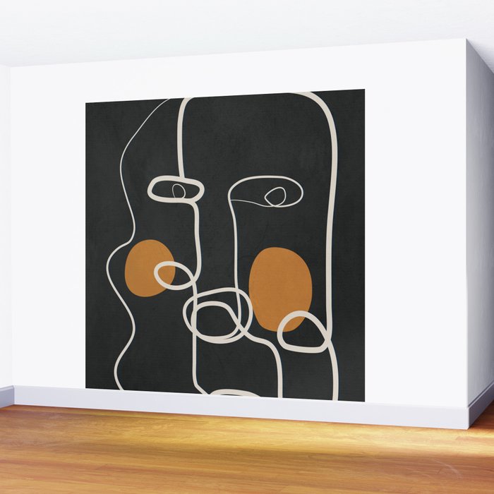 Abstract Face Line Art 04 Wall Mural Gallery Image 2