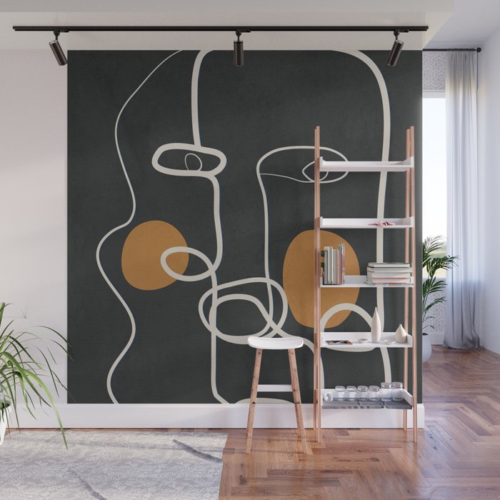Abstract Face Line Art 04 Wall Mural Gallery Image 1