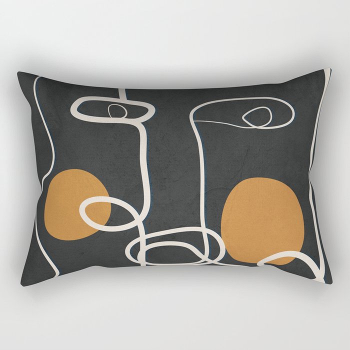 Abstract Face Line Art 04 Rectangular Pillow Gallery Image 1