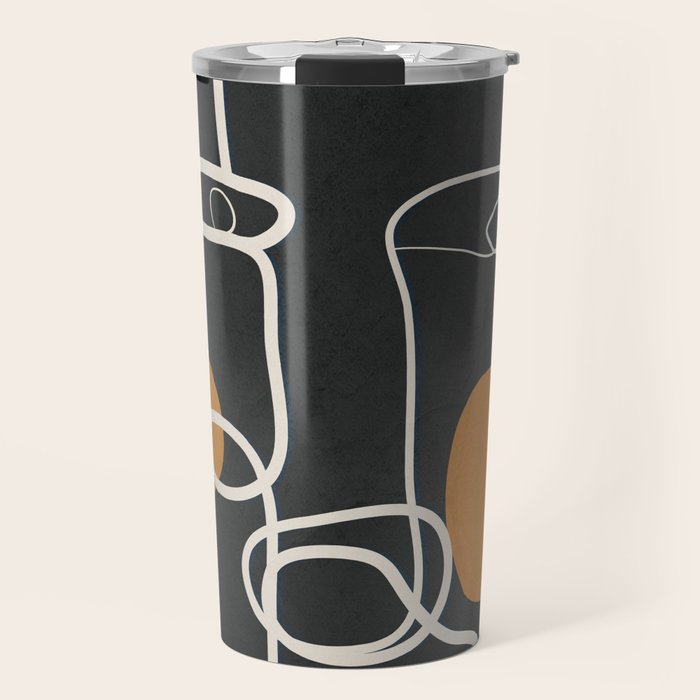 Abstract Face Line Art 04 Travel Mug Gallery Image 1
