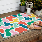 Colorful abstract art shape pattern Outdoor Rug Gallery Image 2