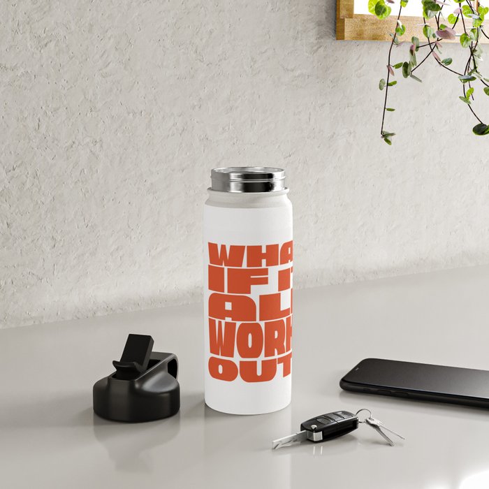 Bold Optimistic Quote in Retro Orange Water Bottle Gallery Image 4