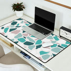 Festive, Terrazzo Mosaic Pattern, Teal, Green, Sage, Dusky Pink Desk Mat Gallery Image 2