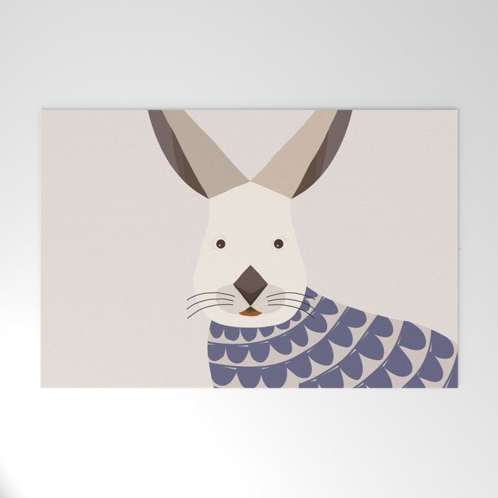 Whimsical European Hare Welcome Mat Gallery Image 1
