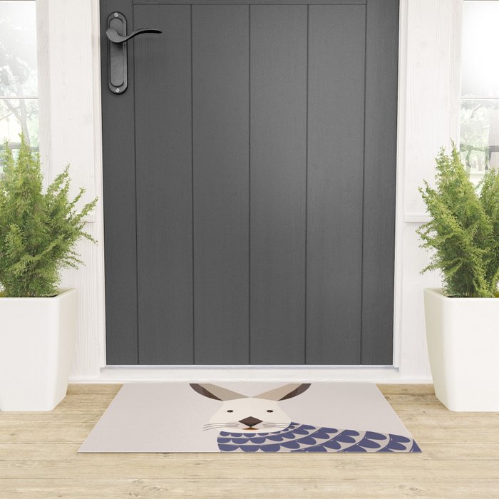 Whimsical European Hare Welcome Mat Gallery Image 3
