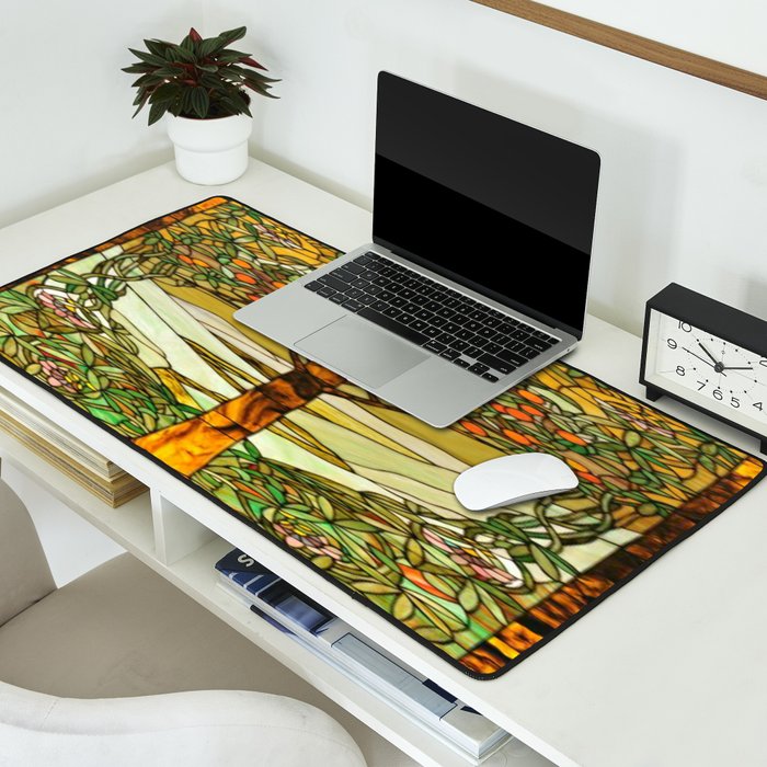 Louis Comfort Tiffany - Stained glass. Tree of life Desk Mat Gallery Image 2
